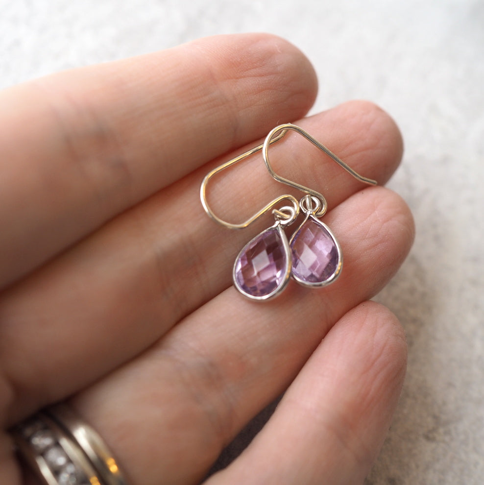 Minimalist Amethyst Earrings by Nancy Wallis Designs