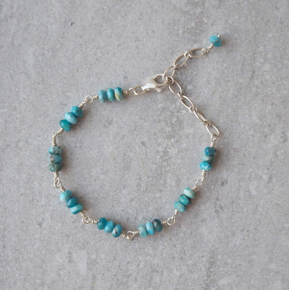 Gemstone Bracelet with Apatite and Sterling Silver