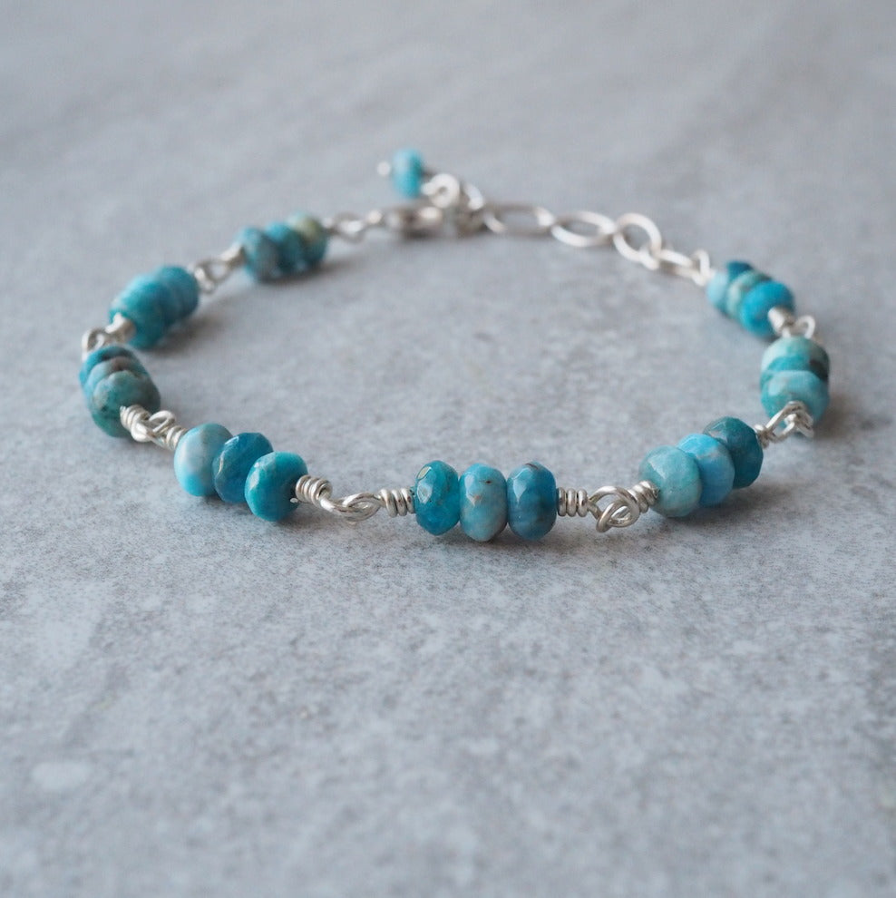Blue Apatite Gemstone Bracelet by Wallis Designs