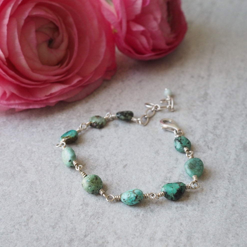 Turquoise Stone Chain bracelet by Nancy Wallis Designs