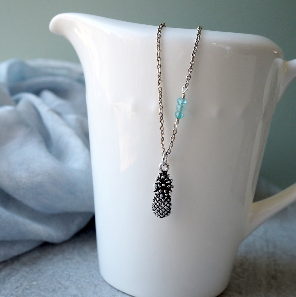 Silver Pineapple necklace by Nancy Wallis made in Canada