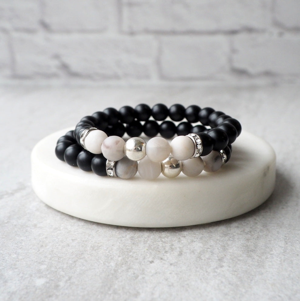 Black and White Gemstone Bracelet by Wallis Designs