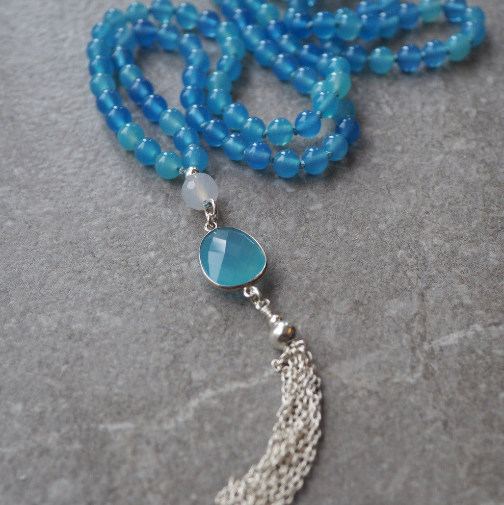 Blue Gemstone Necklace Handmade by Nancy Wallis Designs