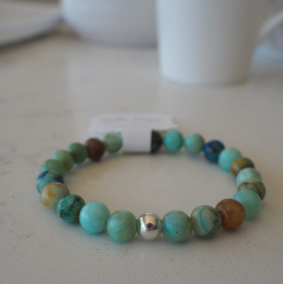 Gemstone stretch bracelet in turquoise by Wallis Designs