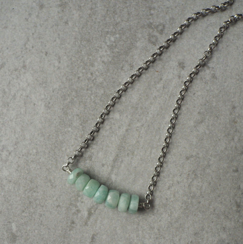 Gemstone Bar Necklace with Amazonite by Wallis Designs