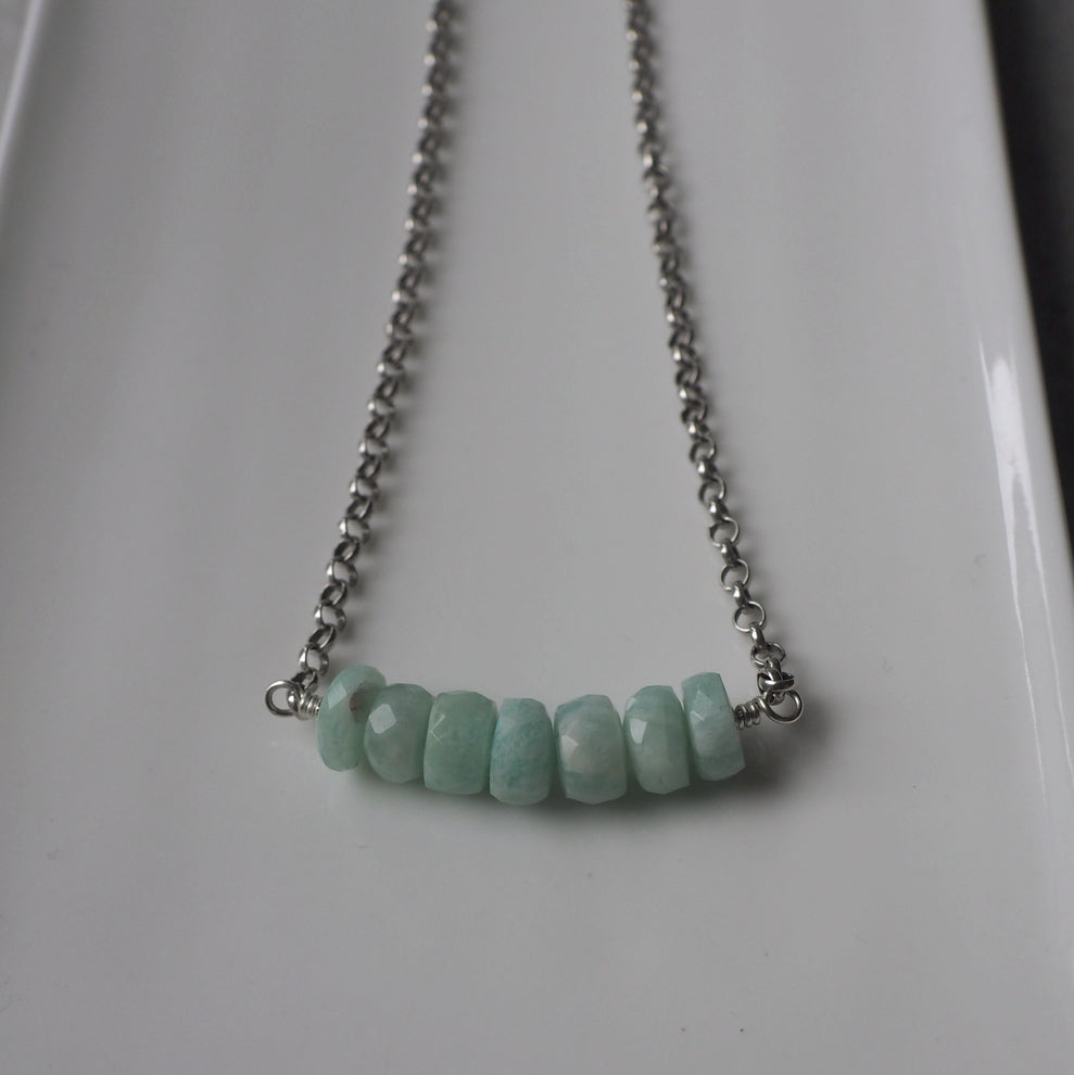 Amazonite Bar Necklace and Sterling Silver by Wallis Designs