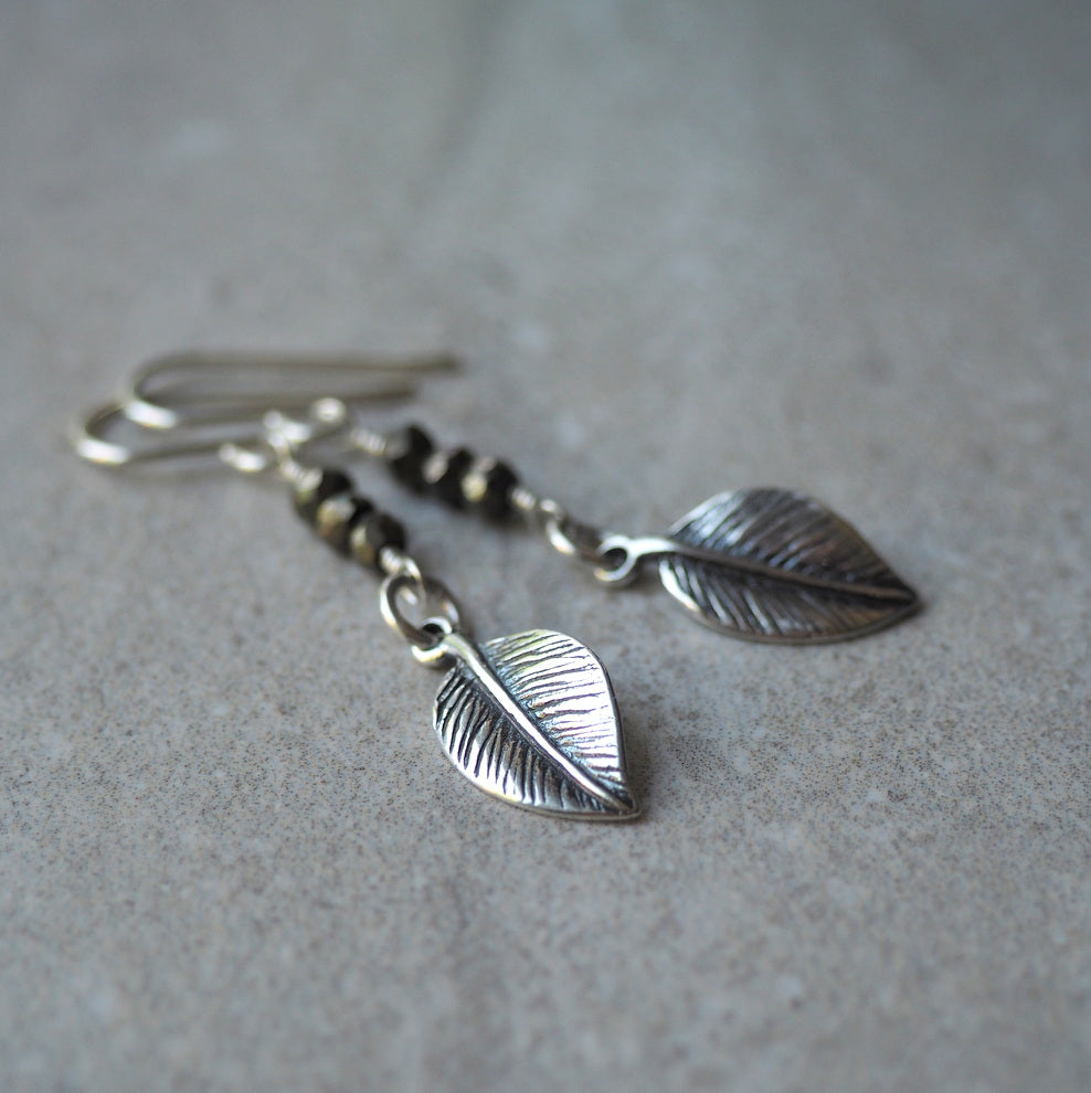 Sterling Silver and Pyrite earrings by Nancy Wallis Designs