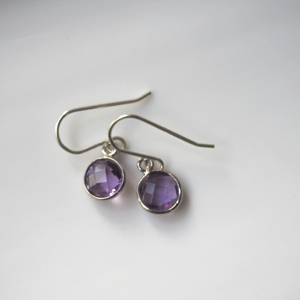 Purple amethyst earrings with sterling silver
