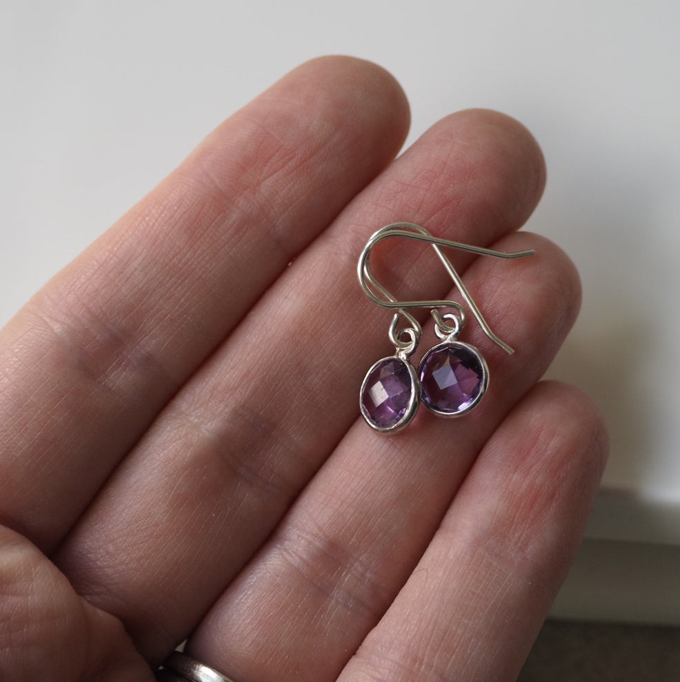 Everyday amethyst earrings with sterling silver earwires