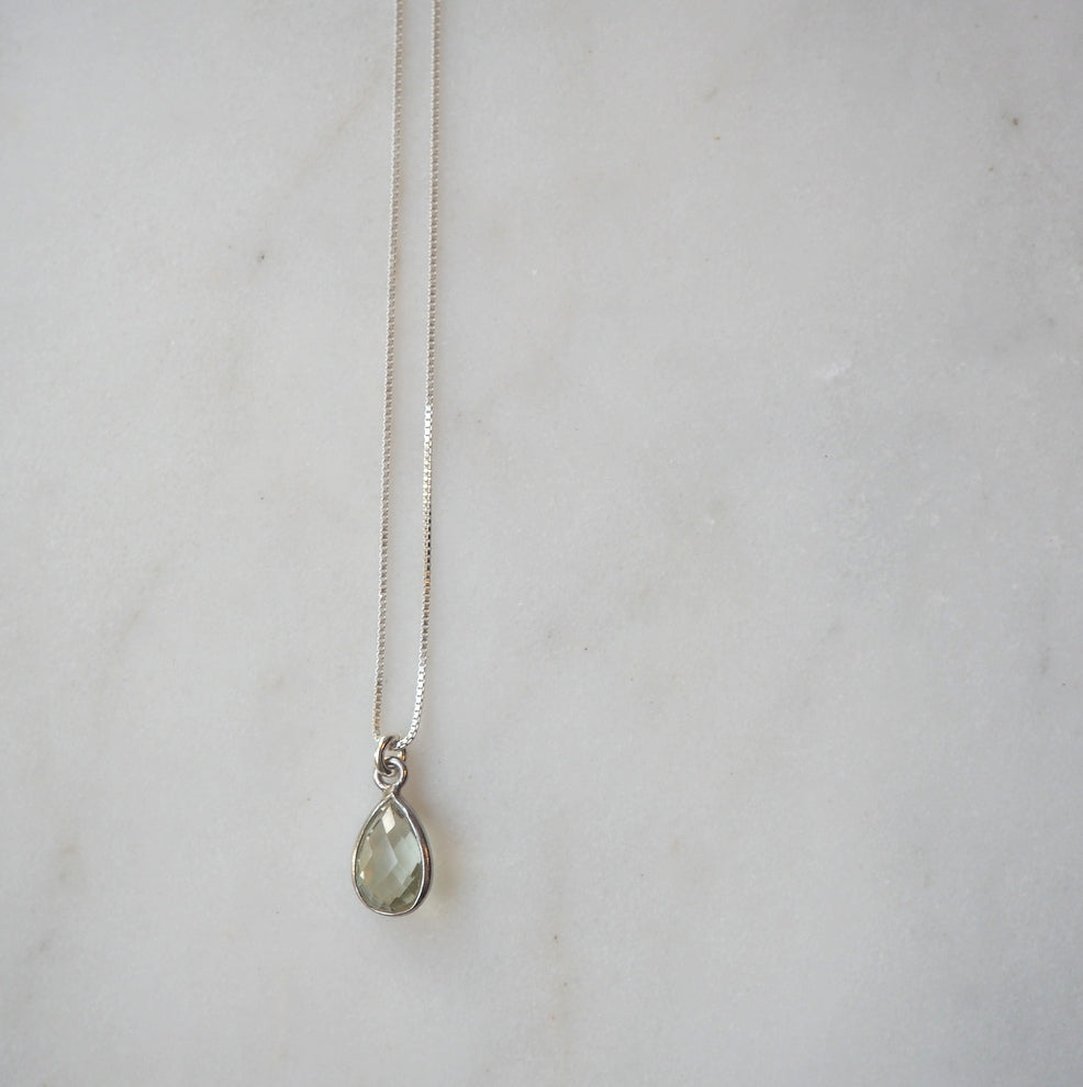 Green Amethyst Solitaire Necklace made in Canada