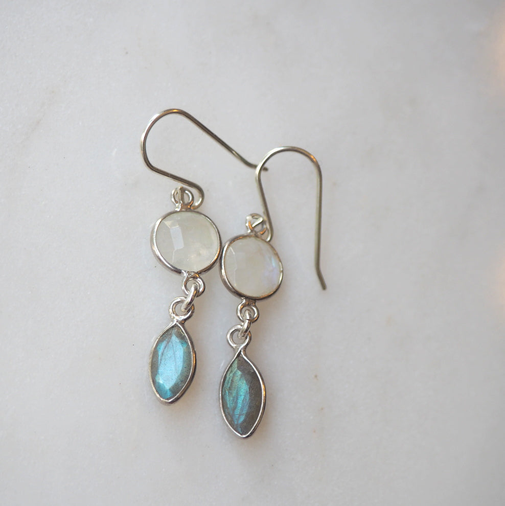 Moonstone and Labradorite Sterling Silver Earrings