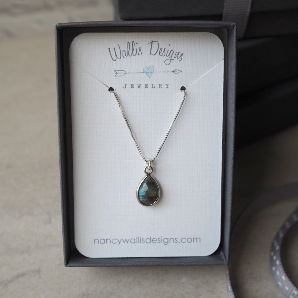 Gemstone Necklace with Labradorite and Sterling Silver