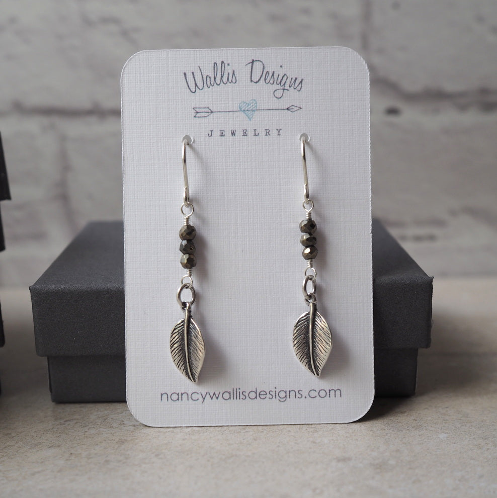 Boho chic Sterling Silver and Pyrite earrings 