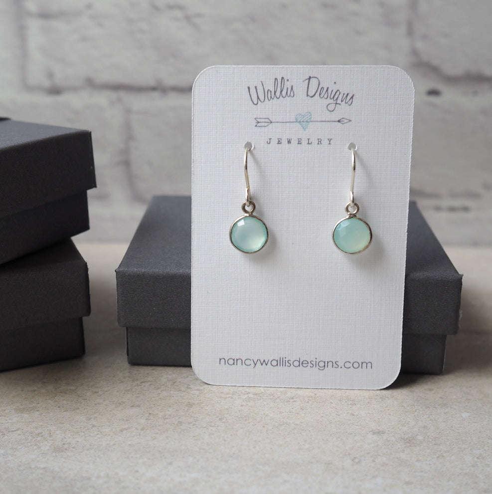 Gemstone Earrings in Aqua Chalcedony by Wallis Designs