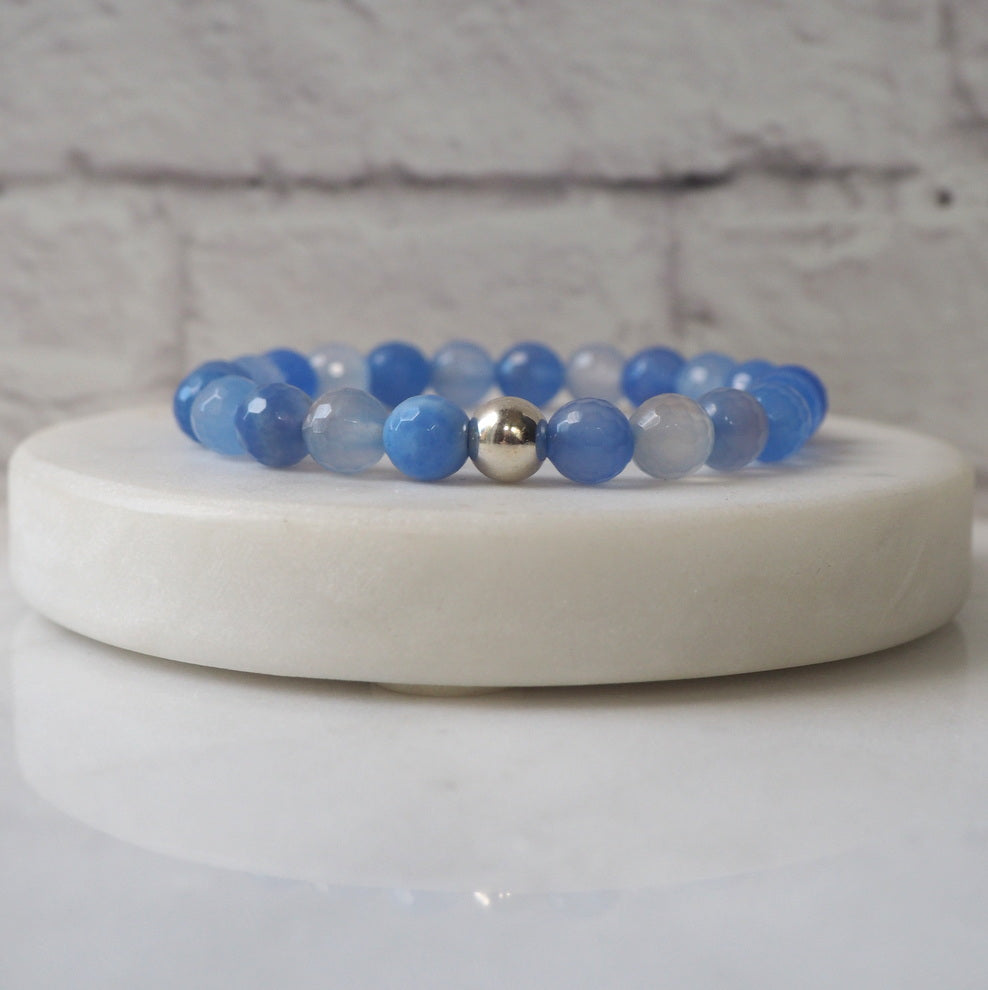 Periwinkle Blue Agate Stretch Bracelet by Wallis Designs