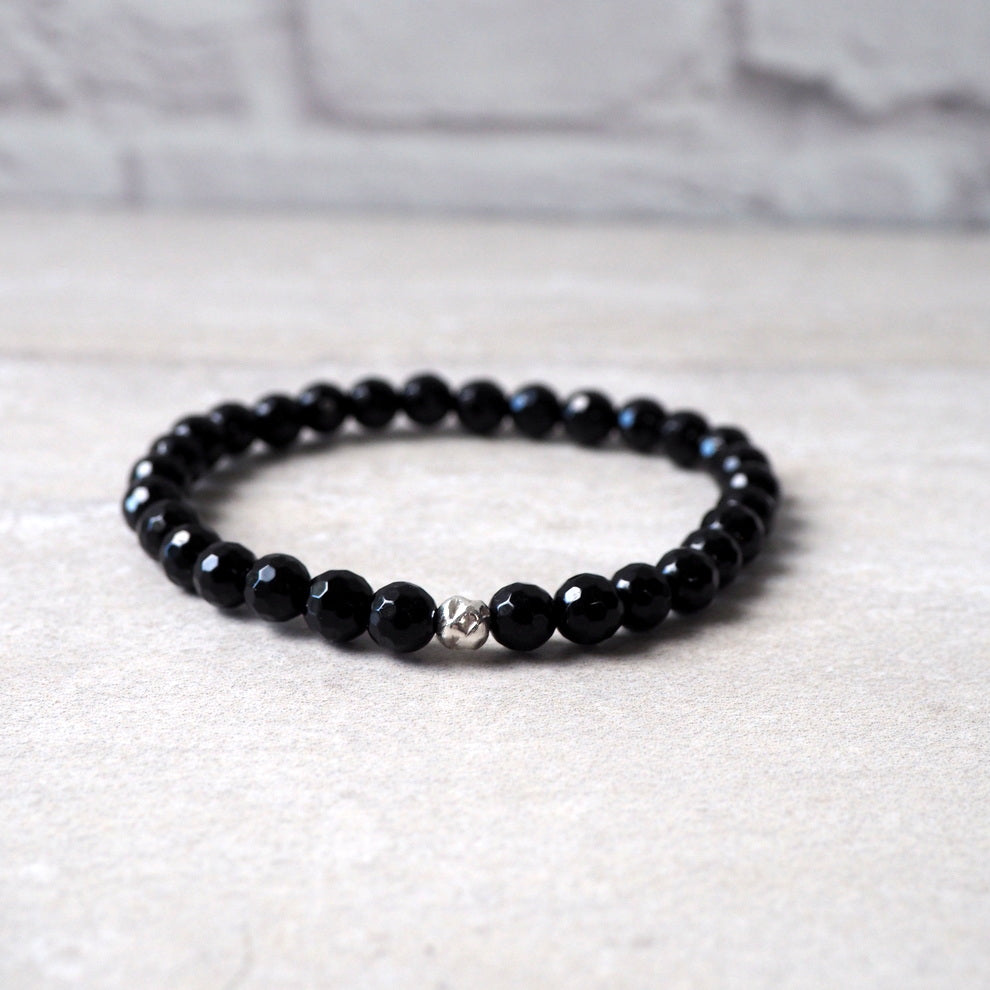 Black Gemstone Stretch Bracelet Gift for Her by Wallis Designs