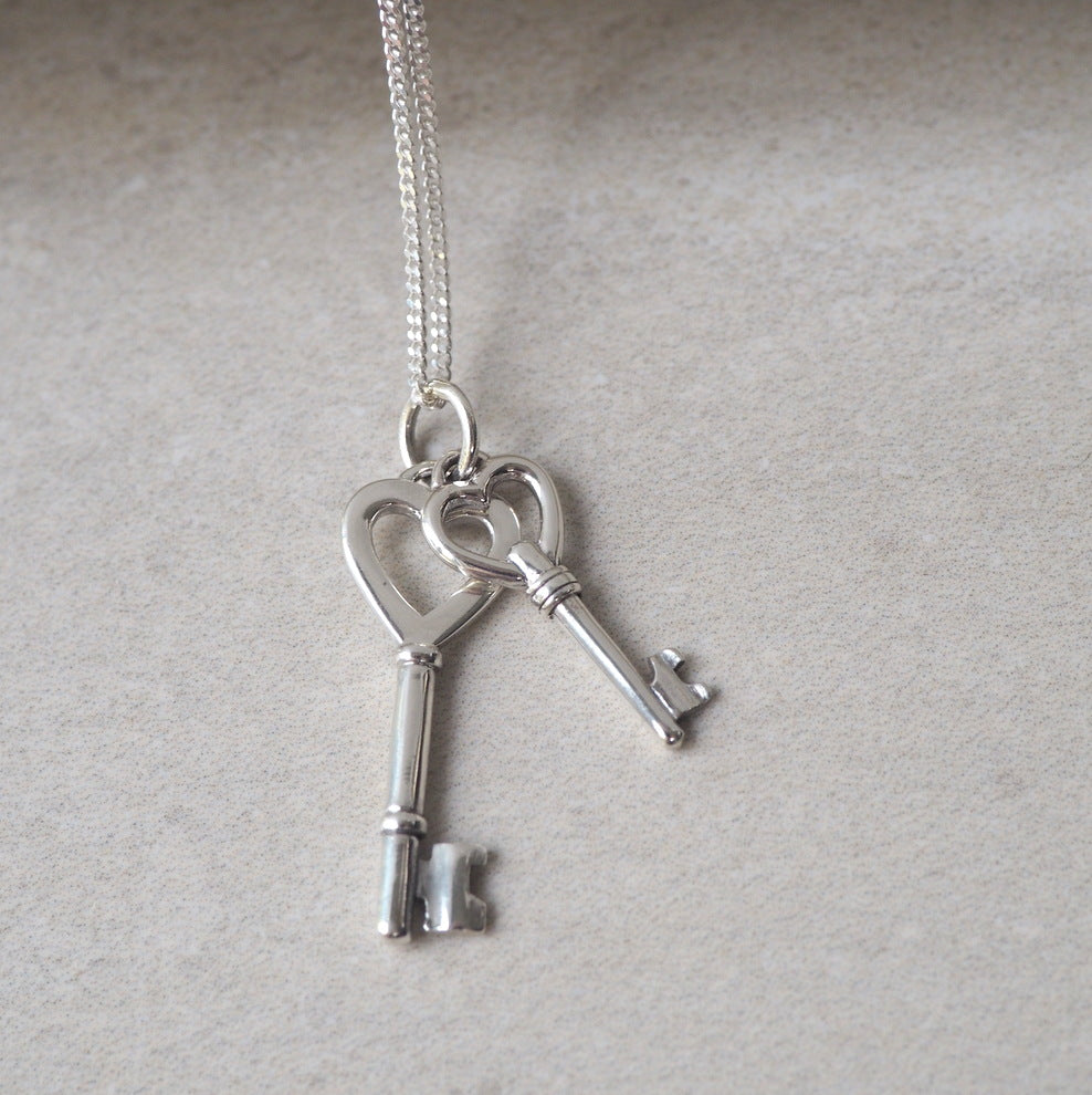Silver Key Necklace with Sterling Silver Chain by Wallis Designs