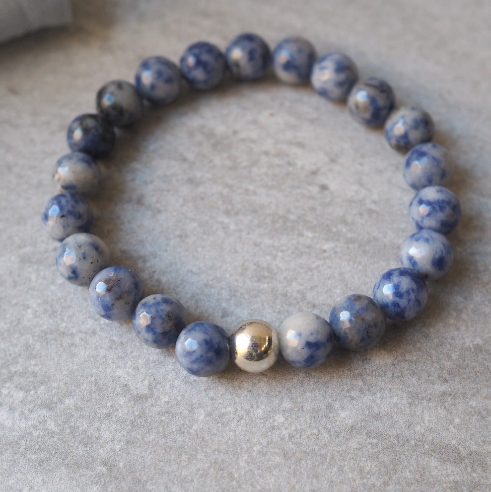 Blue Jasper Bracelet Stretch Gemstone Jewelry Wallis Designs