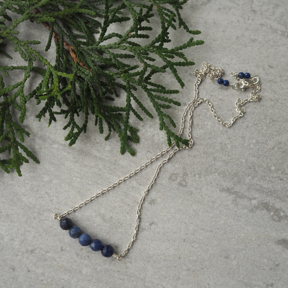 Lapis Lazuli Bar Necklace Sterling Silver Chain Wallis Designs