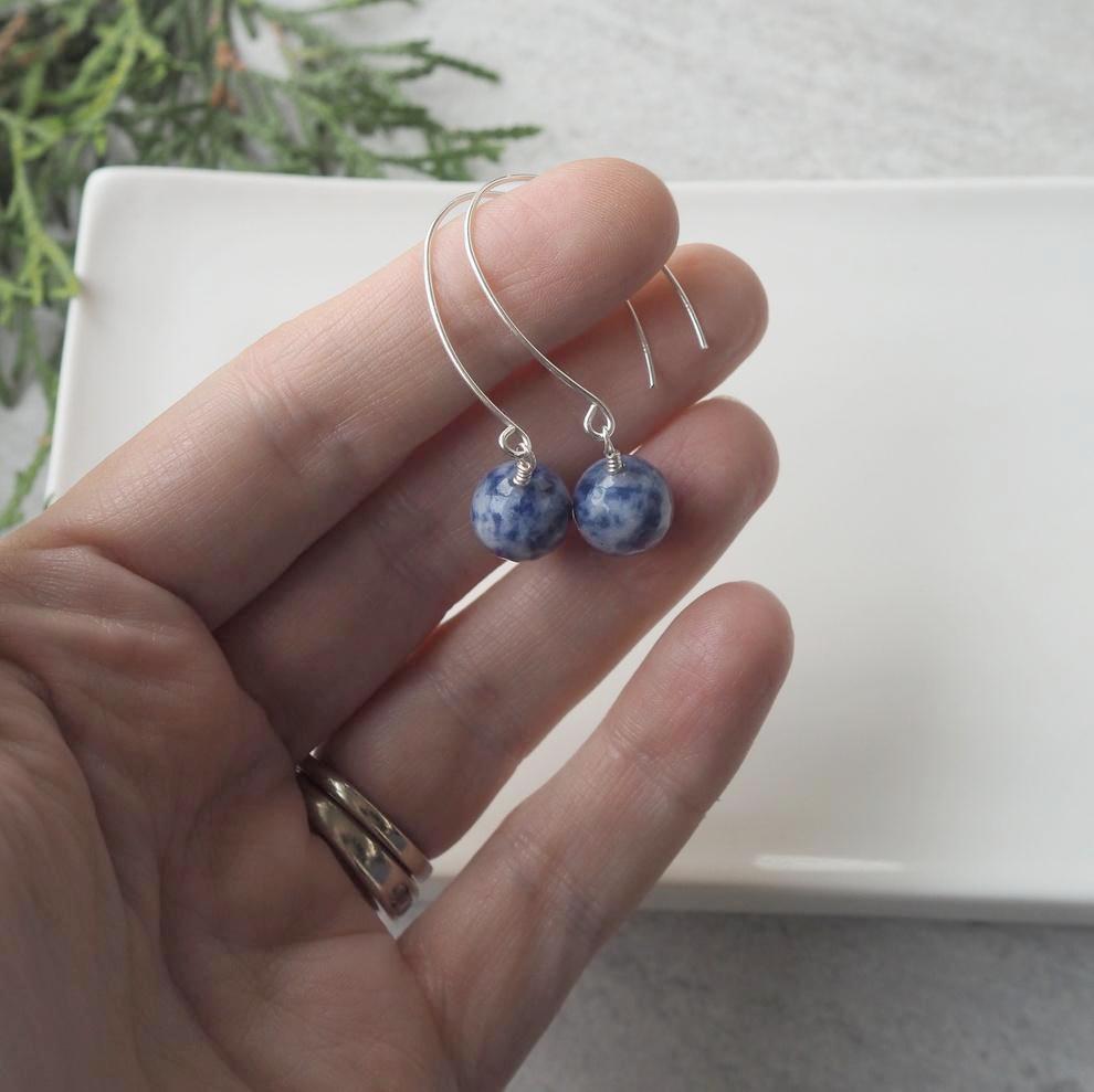 Blue Jasper Gemstone Earrings by Nancy Wallis Designs