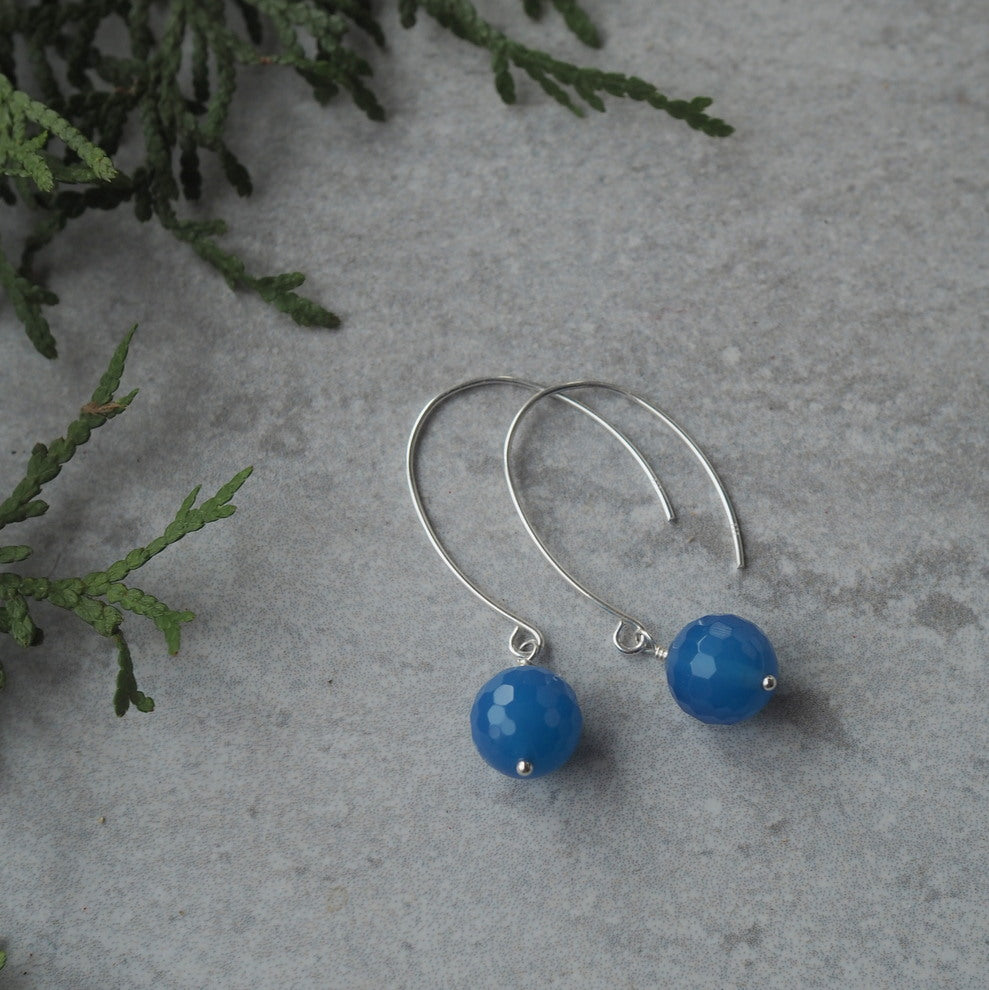 Modern Gemstone Earrings with Blue Agate in Wallis Designs