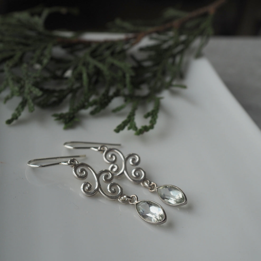 Green Amethyst Sterling silver earrings by Nancy Wallis Designs