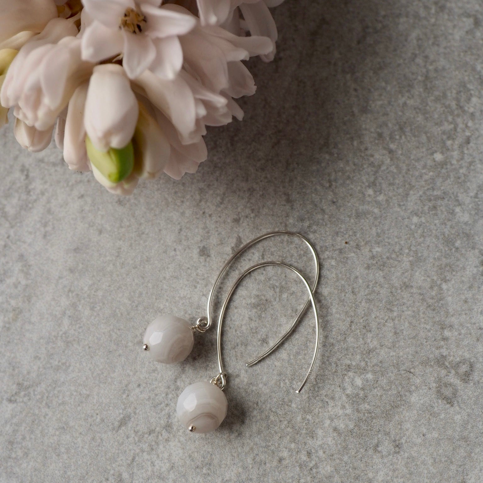 Grey Agate Gemstone Earrings by Nancy Wallis Designs