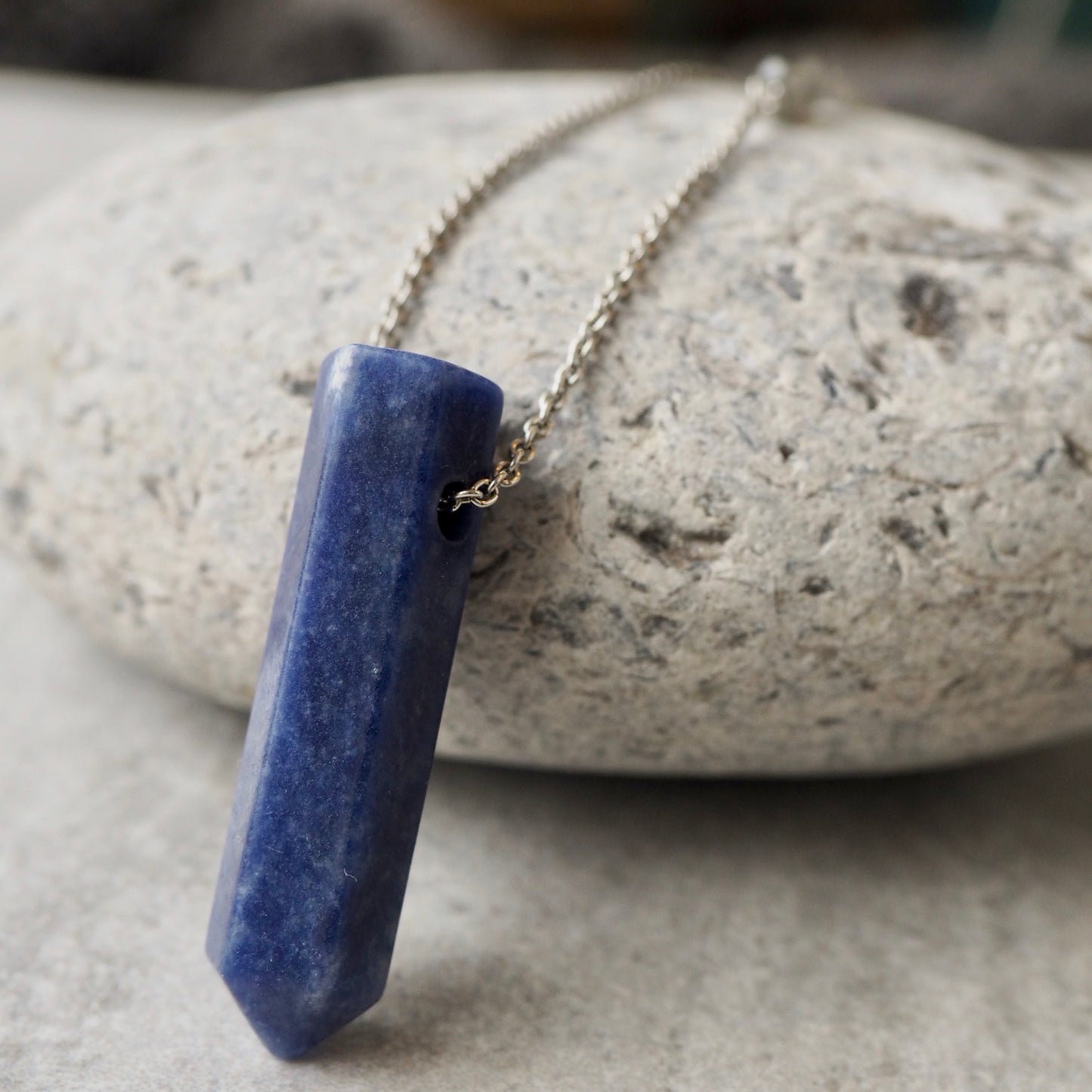 Navy Blue Gemstone Pendant Necklace by Wallis Designs