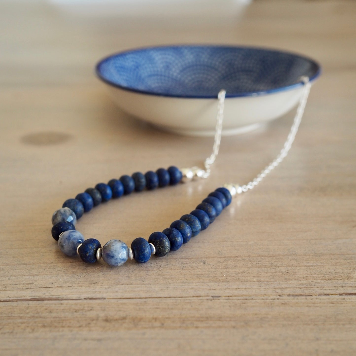 Navy Blue Gemstone Necklace made in Canada by Wallis Designs