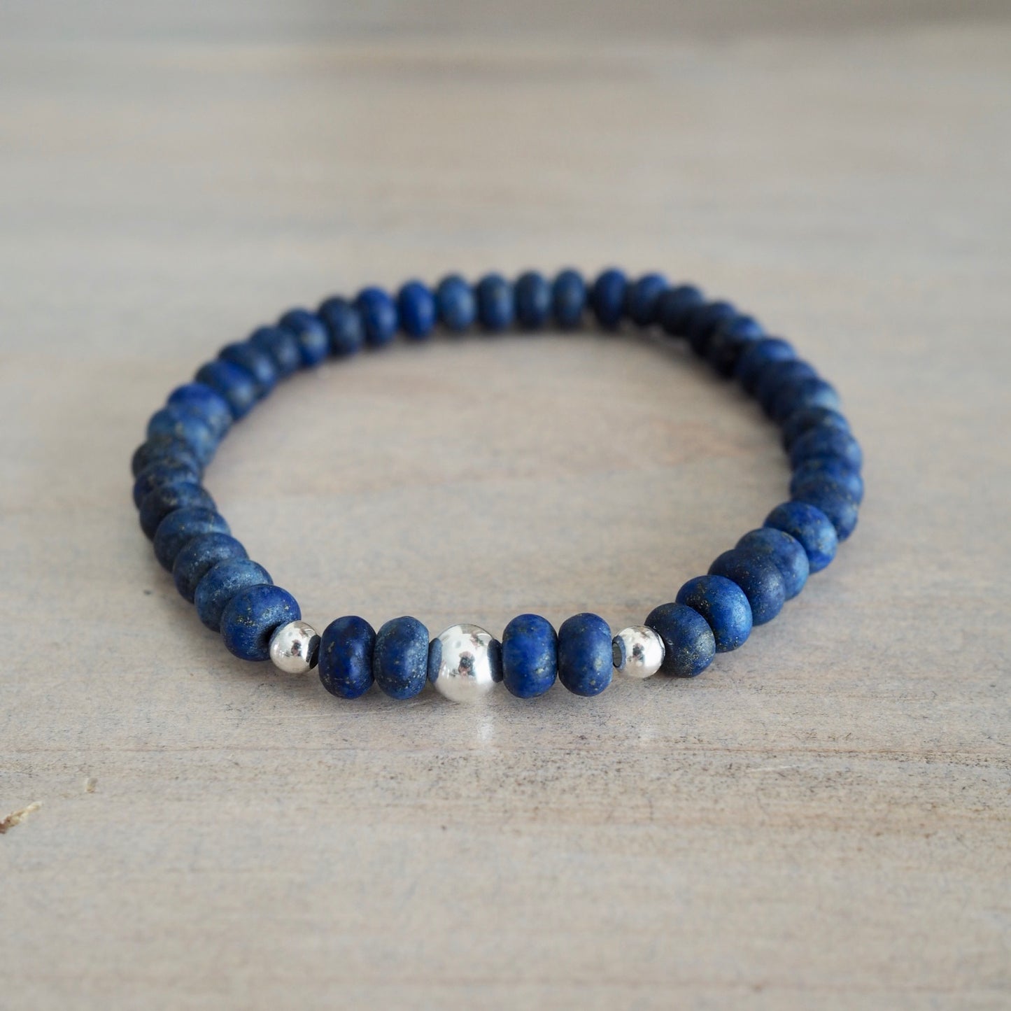 Lapis Lazuli Gemstone Stretch Bracelet by Wallis Designs