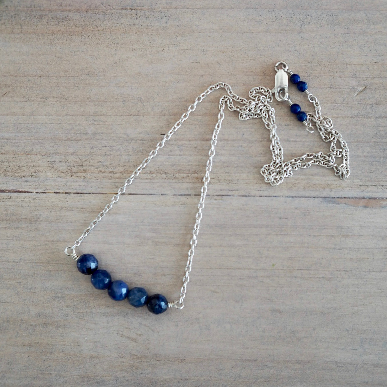 Lapis Lazuli Bar Necklace Sterling Silver Chain Wallis Designs