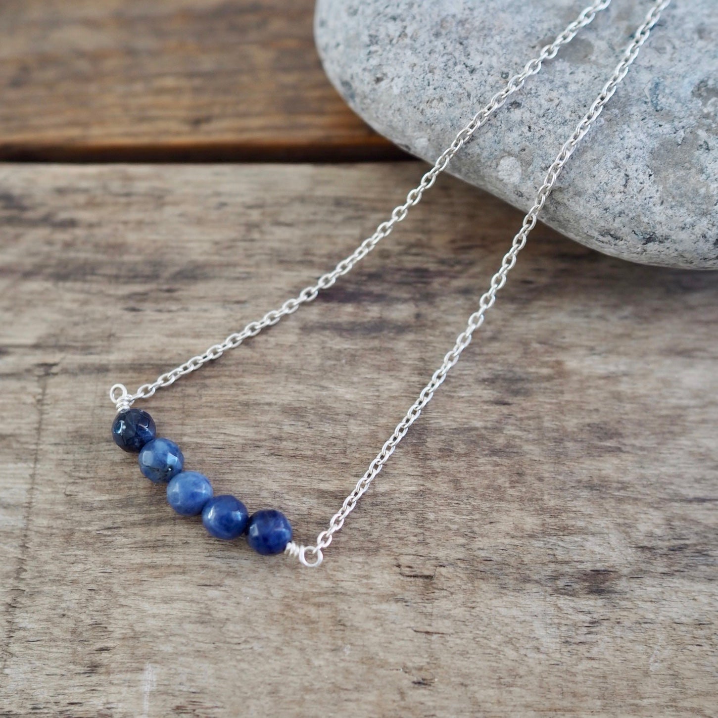 Lapis Lazuli Navy Blue Gemstone Necklace by Wallis Designs
