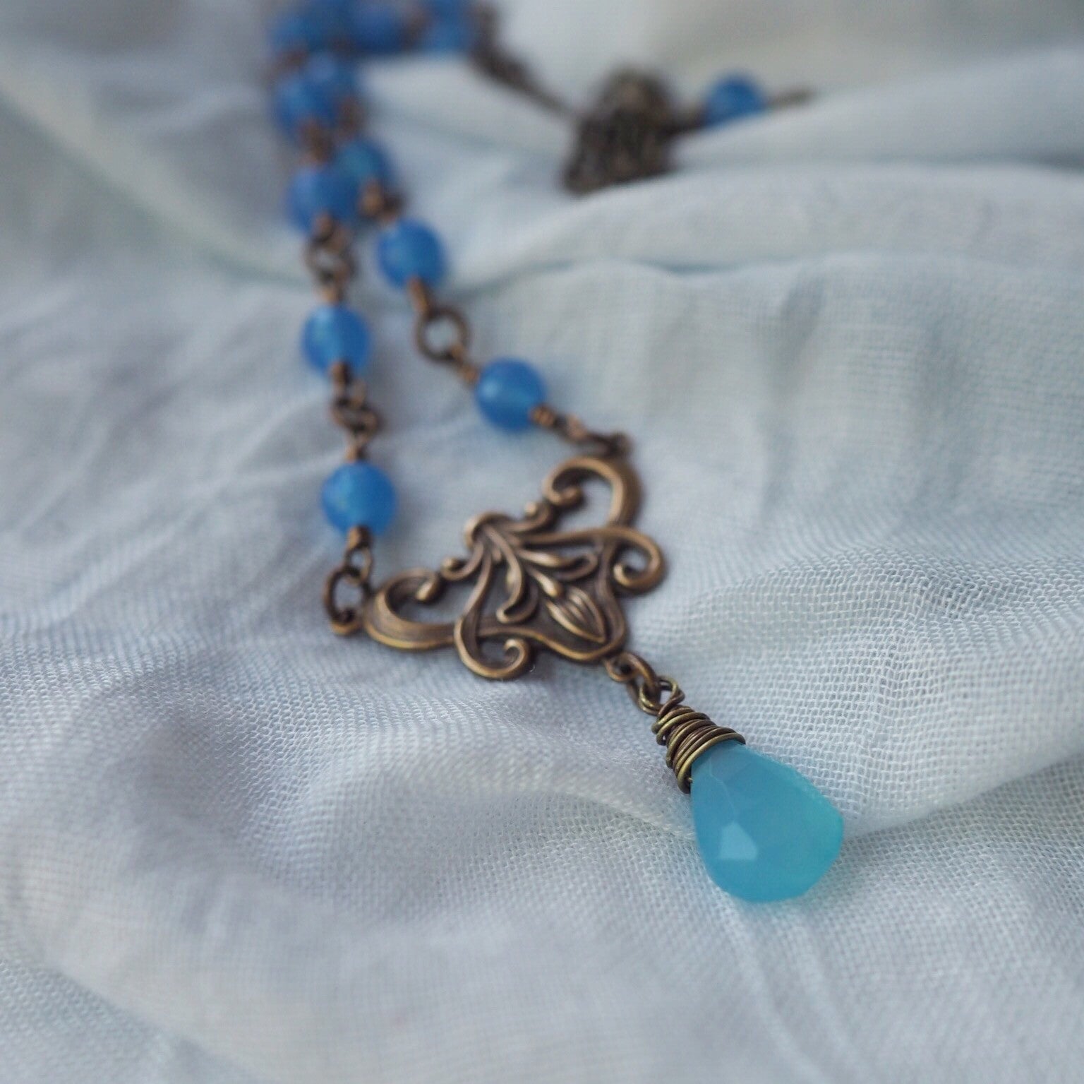 Blue Agate Stone Necklace made in Canada
