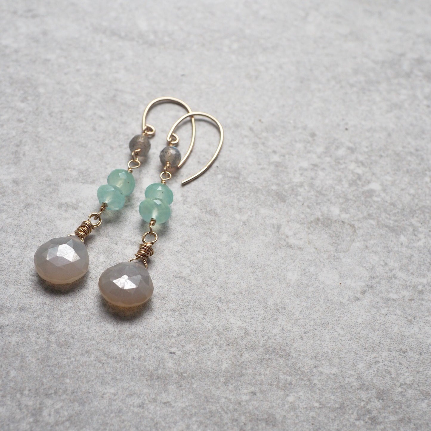 Chalcedony and Labradorite Gold Filled Earrings