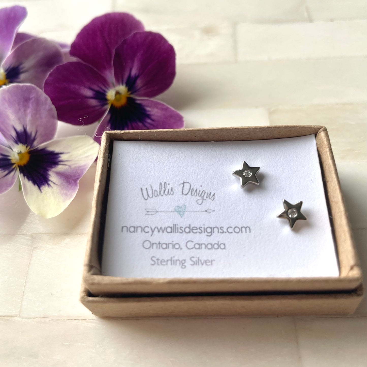 Tiny Silver Star with Sparkle Earrings