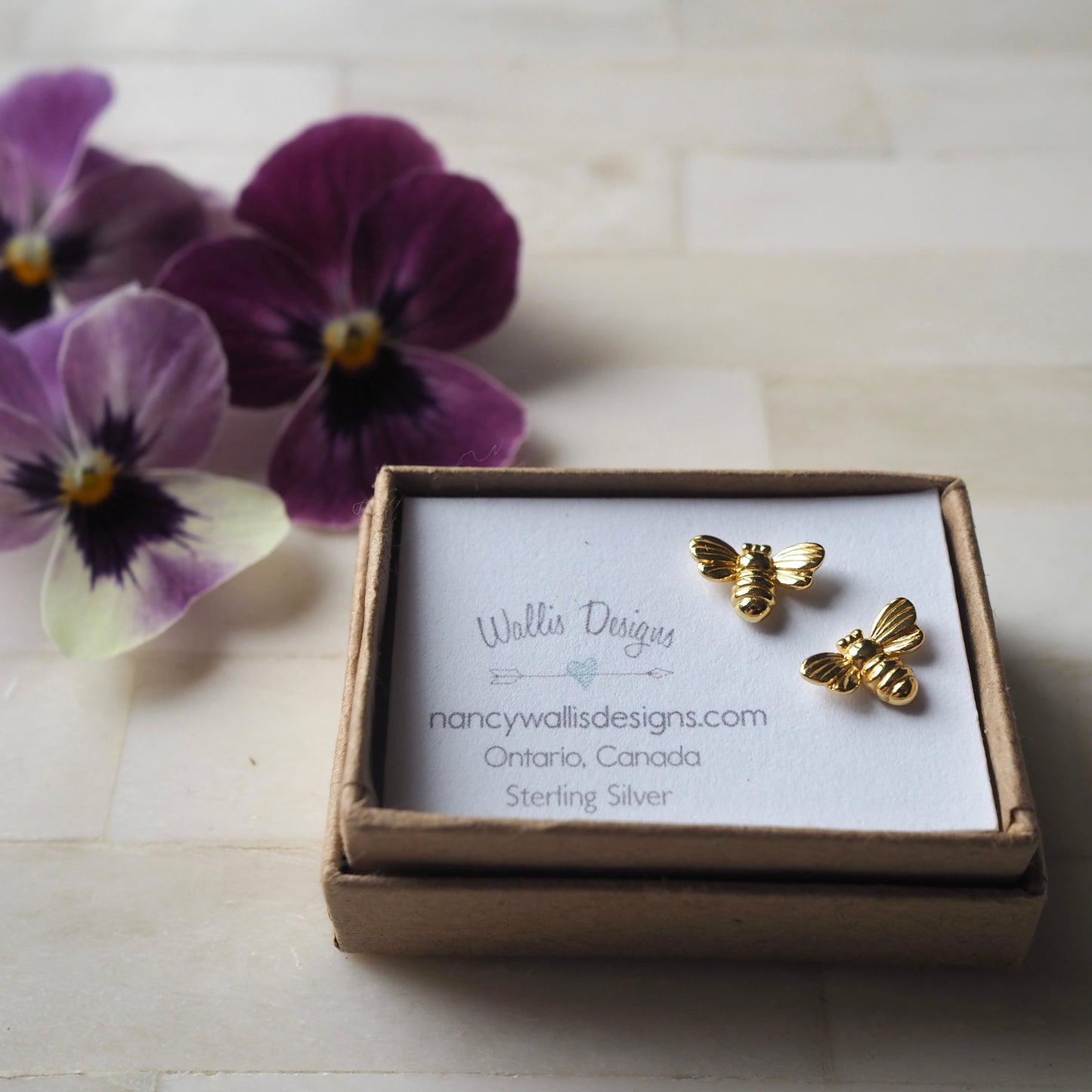 Tiny Gold Bee Stud Earrings