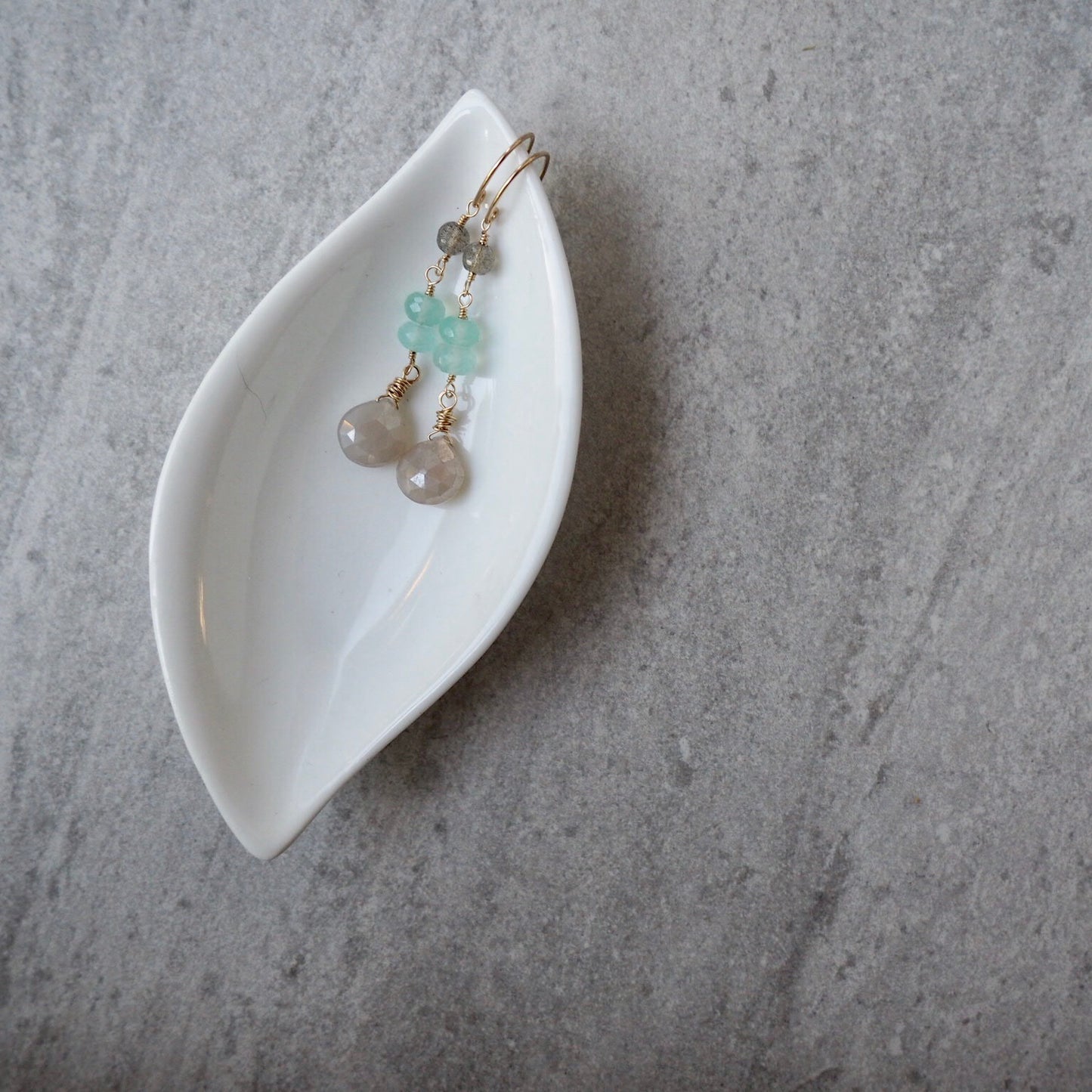 Delicate Gemstone Earrings in Neutral Palette by Wallis Designs