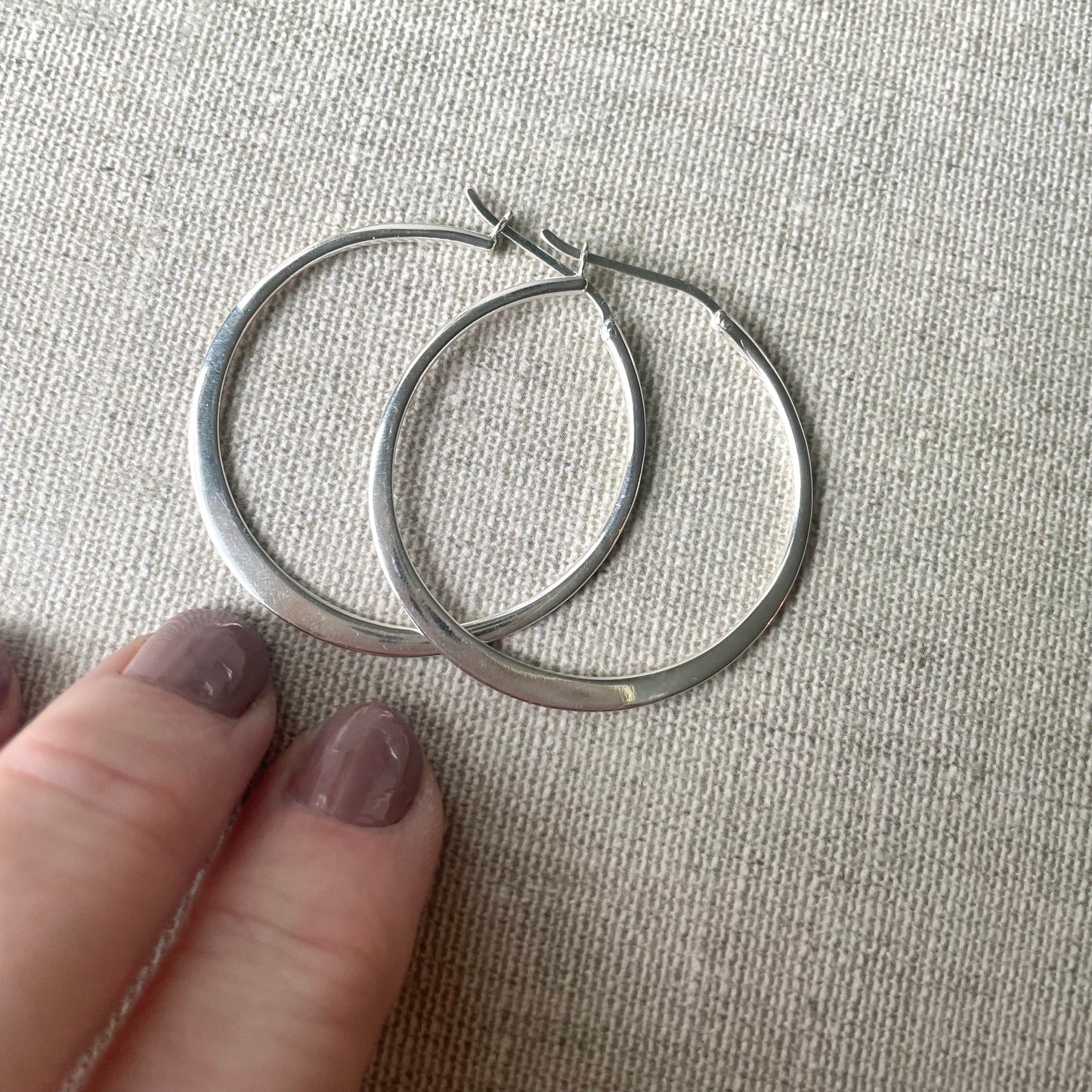 Silver Hoop Earrings - Large