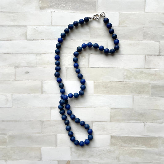 Lapis Lazuli beaded necklace. Blue gemstone necklace made in Canada.