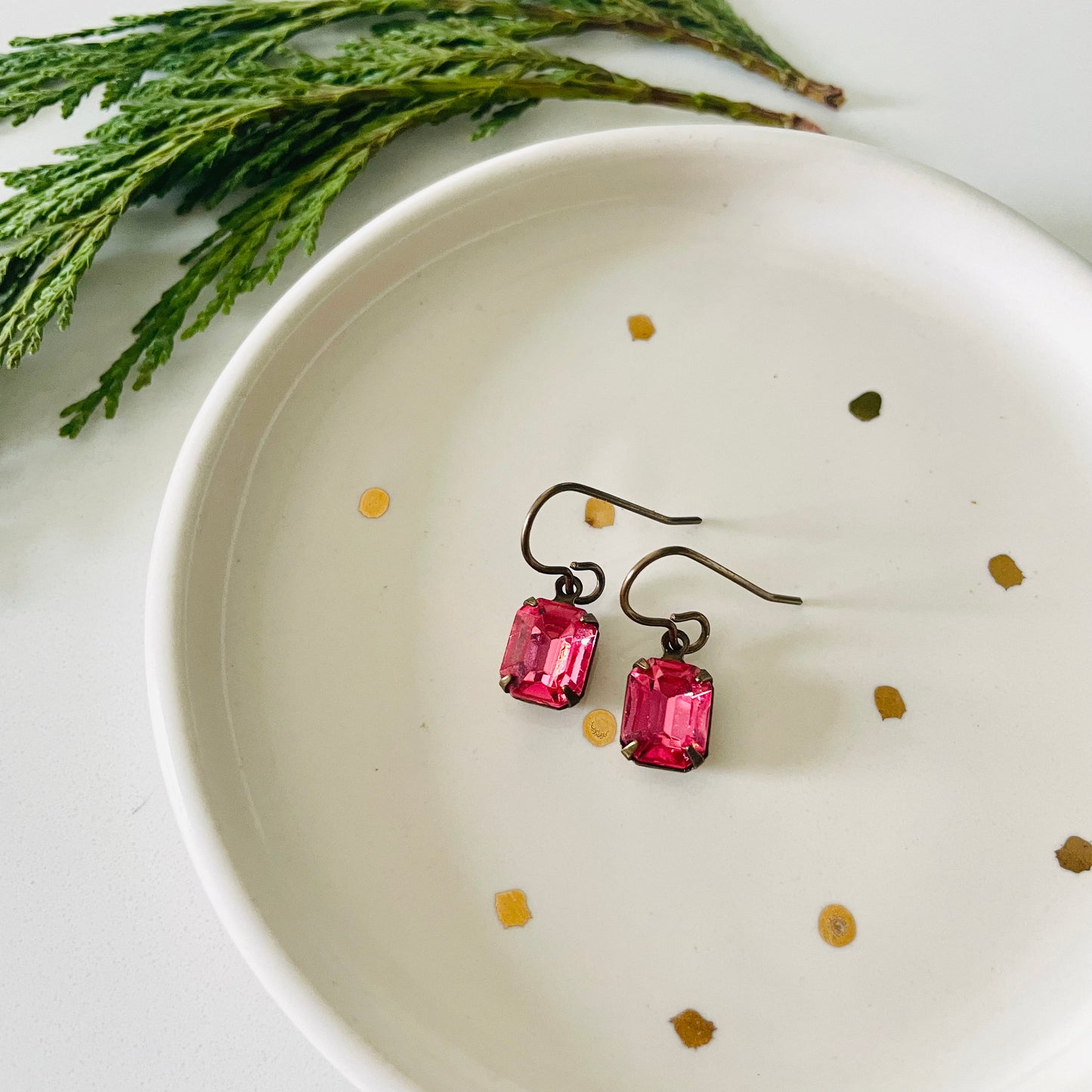 Pink Vintage Rhinestone Earrings